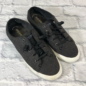 Sperry Top Sider gray slip on loafer shoes sneakers Size 9 Leather laces